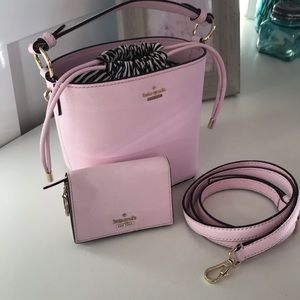 Kate spade pink lemonade key chain wallet🍒